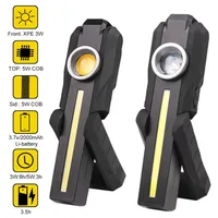 Portable LED Flashlight Built in Battery HandLamp 4 Modes COB Work Light with Tail Magnet Yellow/purple Light for Camping