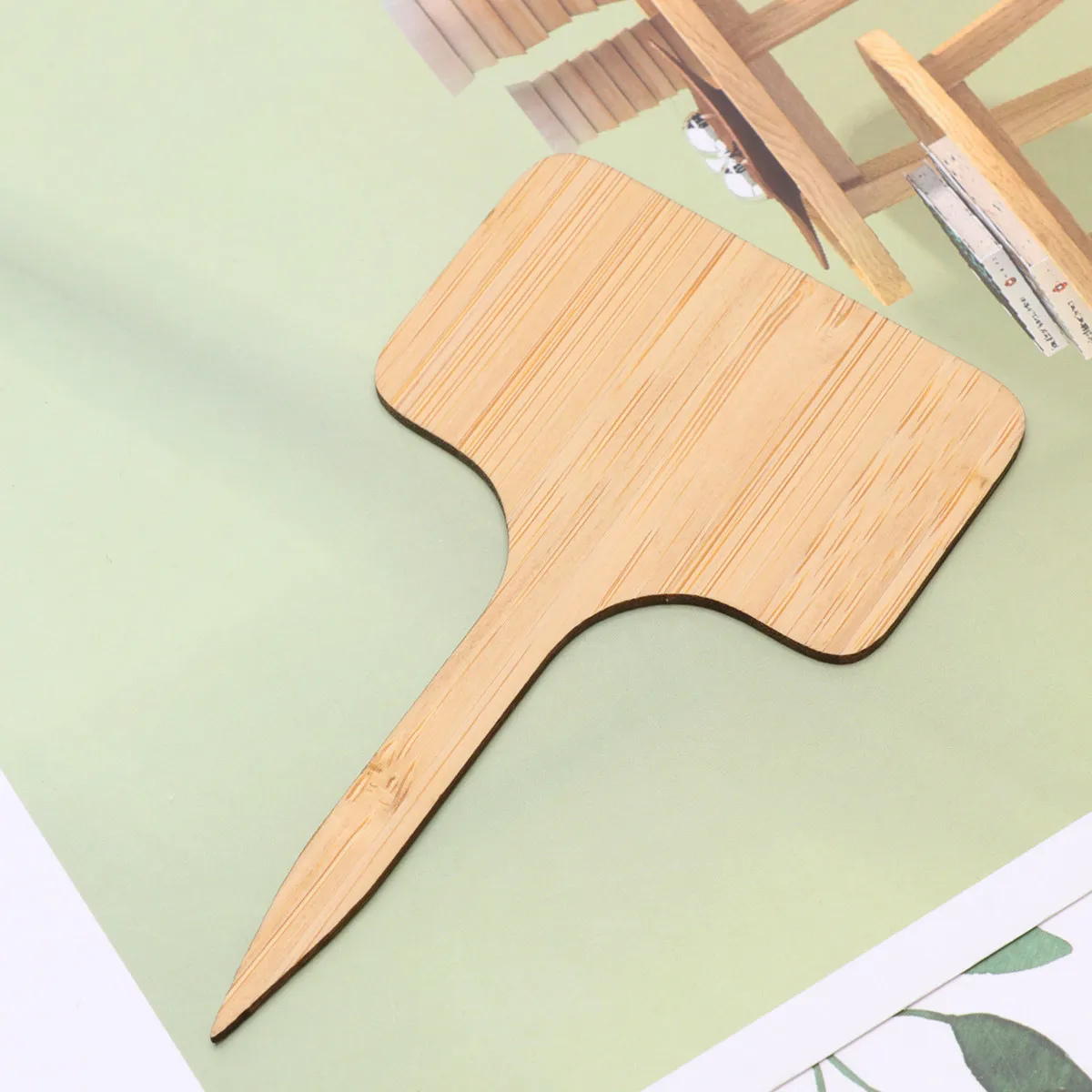 20Pcs Thick Bamboo Gardening Labels T-Shape Mini Plant Signs for Home Garden Seedling Tracking Eco Decor Wood Tone