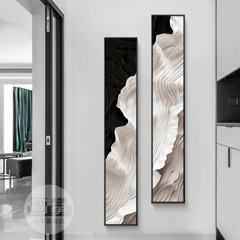 Preto e branco abstrato decorativo pendurado pintura led lâmpadas de parede controle remoto disponível porta entrada hall mural da parede