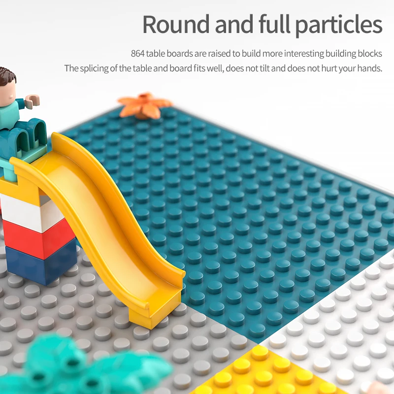 مكعبات بناء للأطفال بعمر 3-6 سنوات، طاولة مكتب متعددة الوظائف، حبيبات كبيرة، صندوق تخزين، ألعاب تعليمية للأطفال