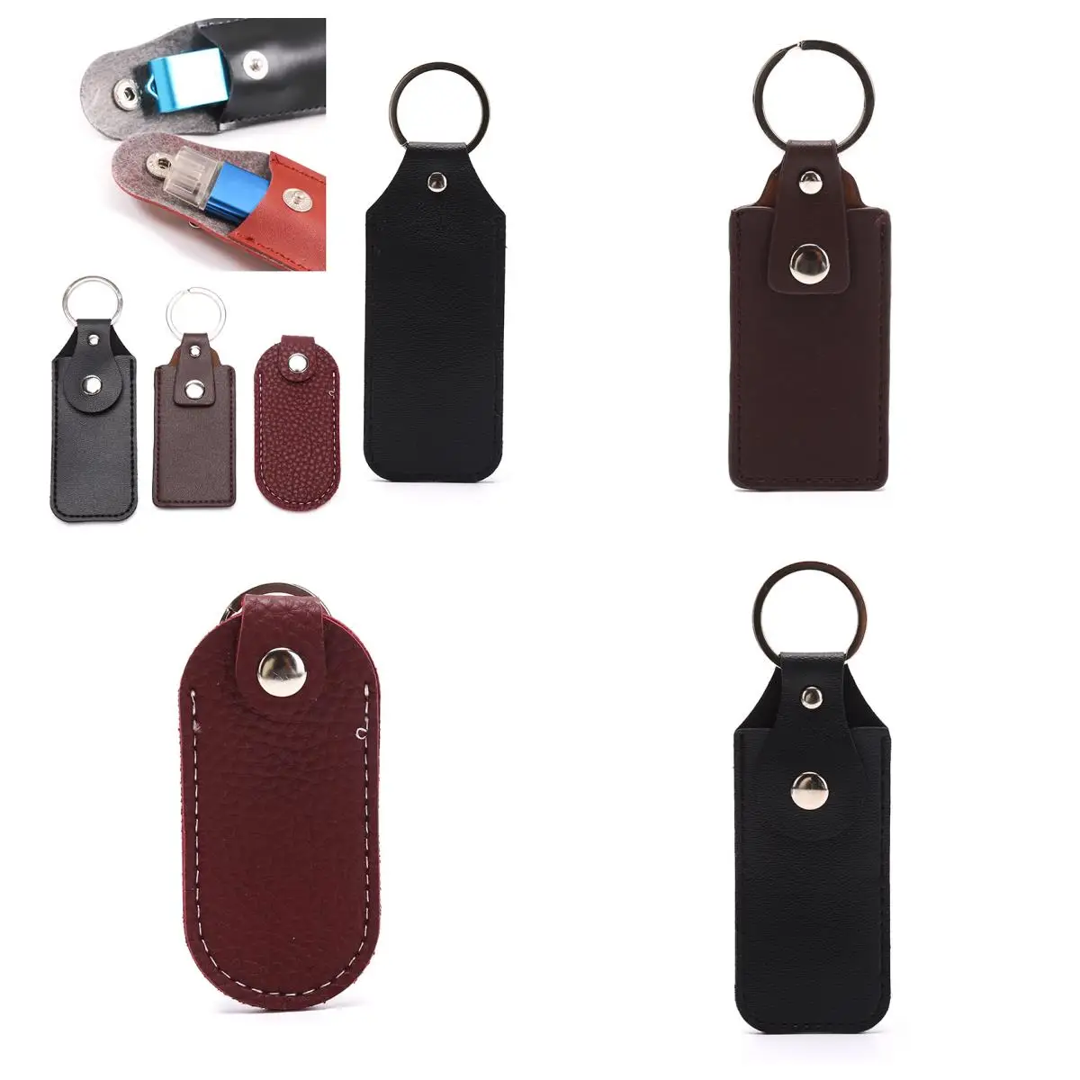 

3-х типов кожаных сумок для хранения U-дисков, защитный чехол, держатель для ключей, черные чехлы для USB-накопителя, ручки-накопителя