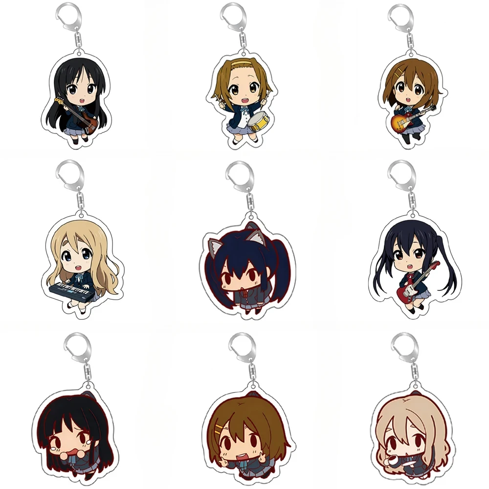 

K-ON! Hirasawa Yui Akiyama Mio Acryic Anime Keychain Cartoon Keyring Bag Parts & Accessories