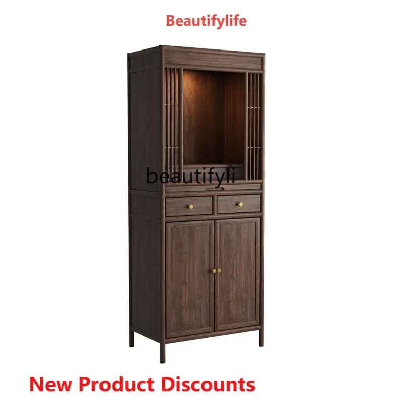 

S Solid Wood New Chinese Style Clothes Closet Household Shrine Altar Buddha Statue Altar God of Wealth Cabinet