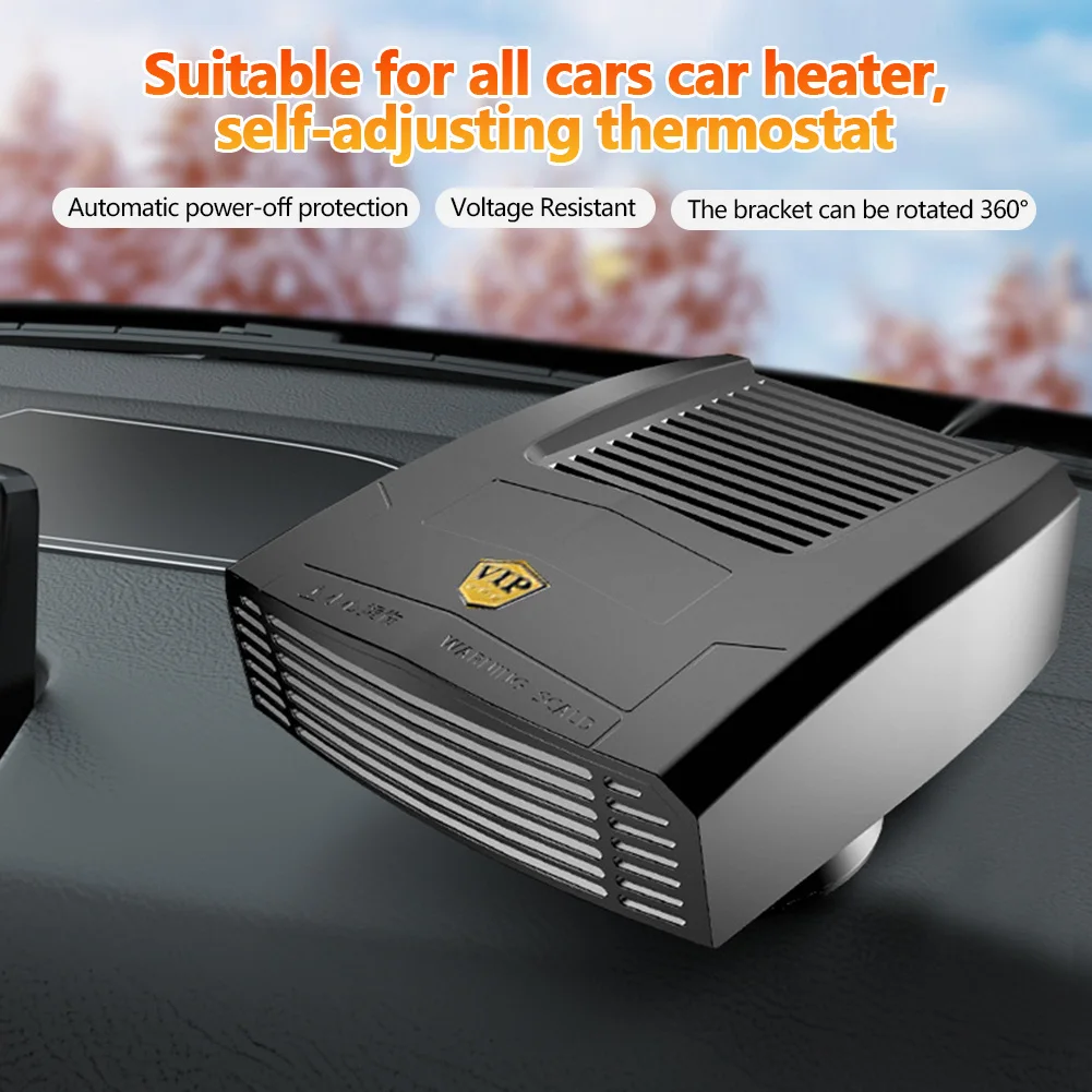 

2 In1 12V Windshield Defogger and Defroster 360 °Rotatable Heating/Cooling Fan Portable Car Heater for Car Trucks SUV
