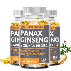 Alxfresh Red Panax Ginseng 500mg + Ginkgo Biloba 100mg + Ashwagandha for Energy, Strength Male-Health Nutrition Supplement