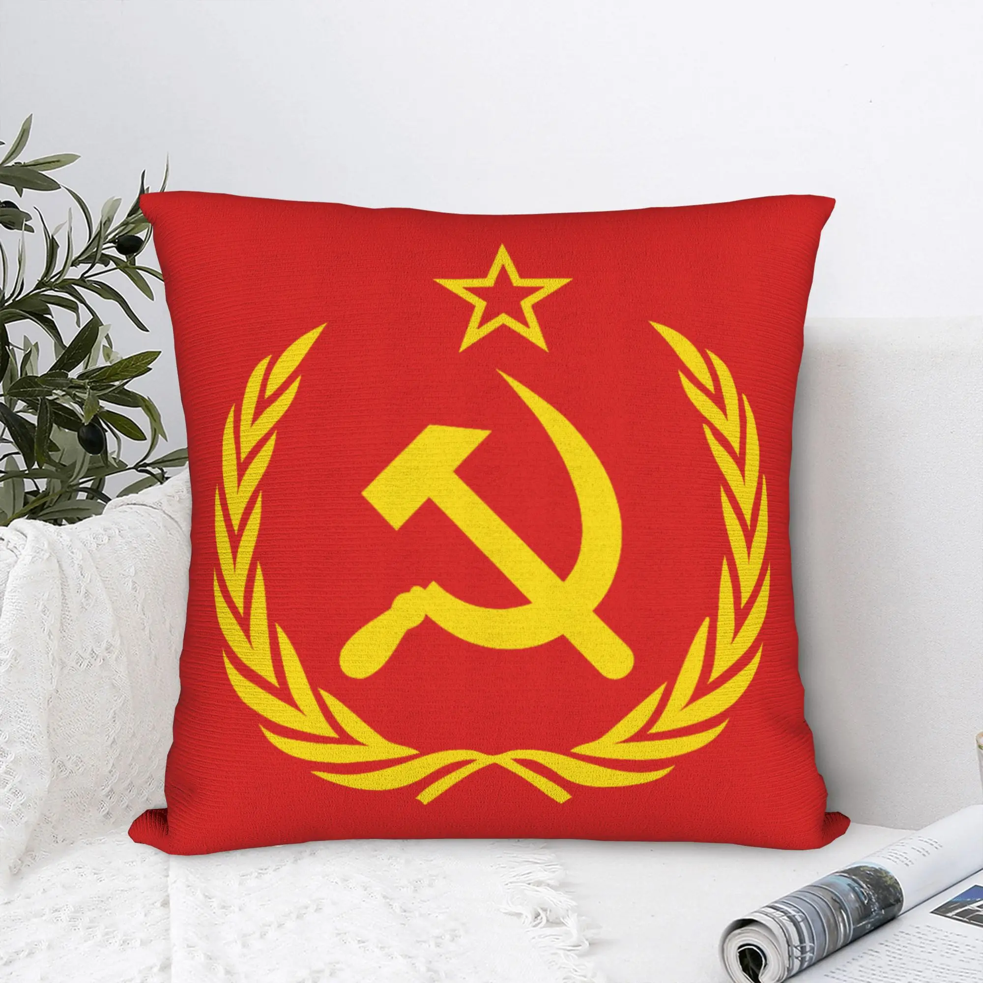 Hammer Sickle Soviet Union CCCP Pillowcase Printed Polyester Cushion Cover Gift USSR Russian Pillow Case Cover Home Zipper