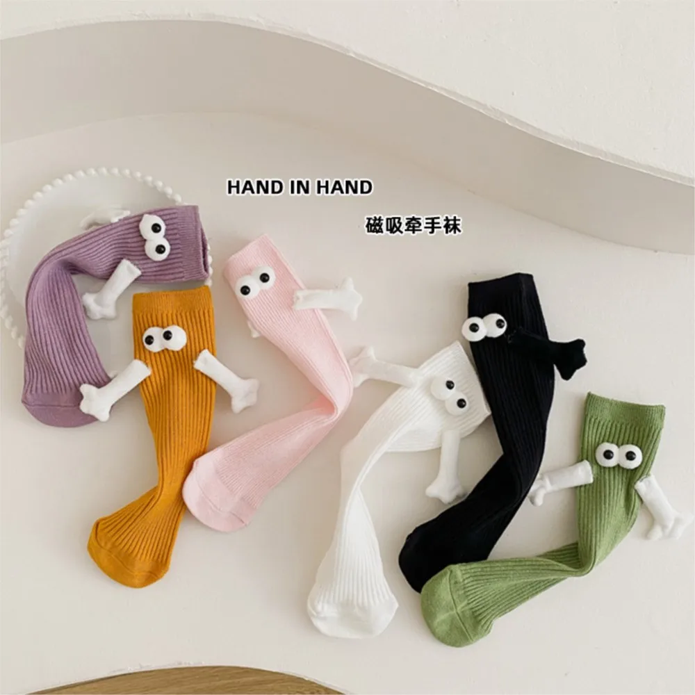 

Children in hand socks kids baby doll socks knee high cotton web celebrity whimsy magnetic suction handle cute baby socks