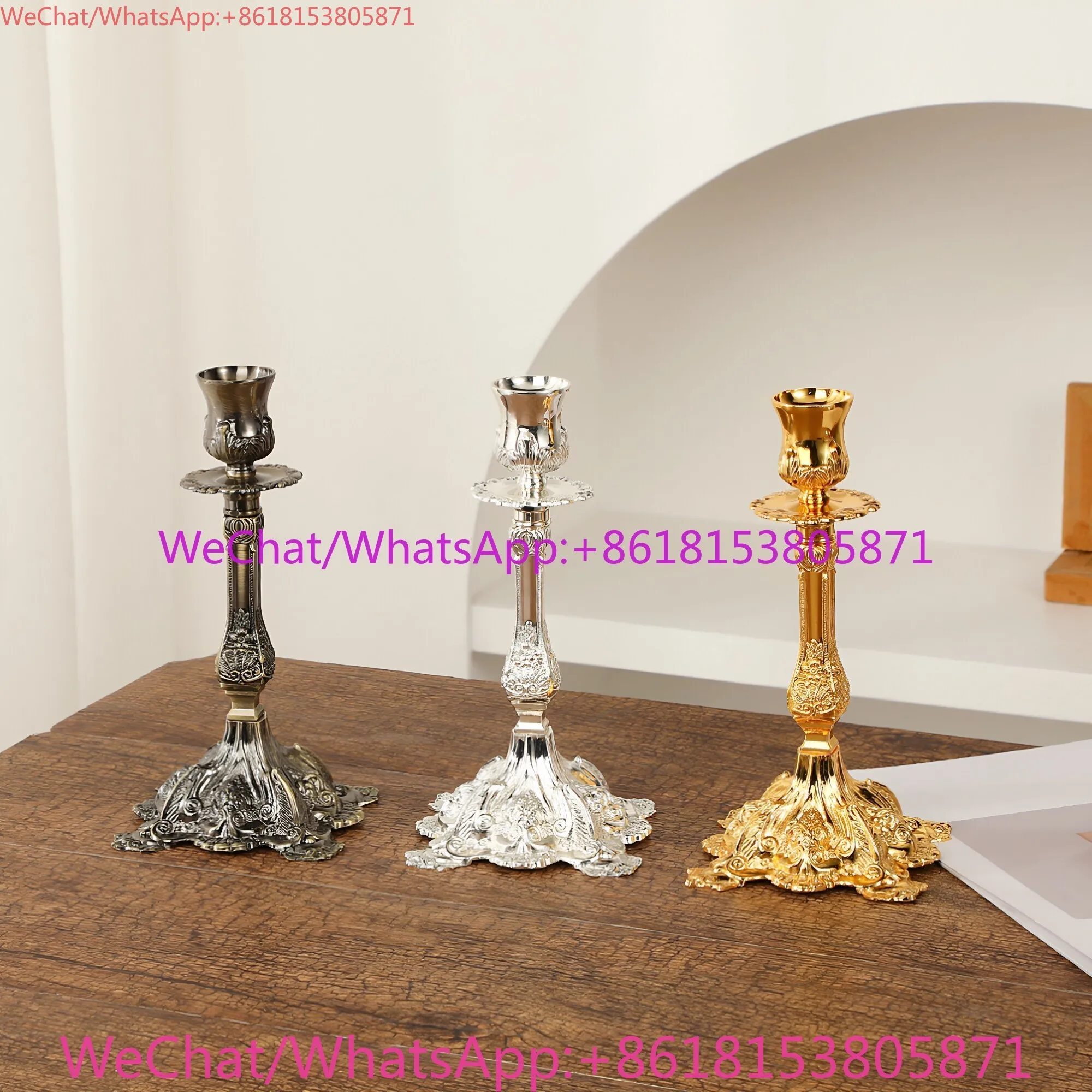 European fashion zinc alloy light luxury retro high value candle holder exquisite candle holder living room desktop ornament