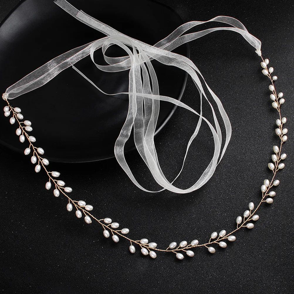 

Pearl Wedding Dress Belt Bride Ribbon Accessory Bridal Waistband Elegant Bridal Sash Belt Wedding Decoration Photo Prop Golden