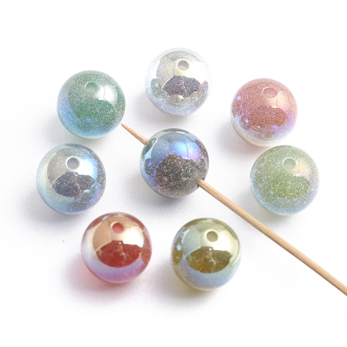 8 Stück Perlen & Perlen-Sortimente 16mm, gemischte Farben mit runden Acrylperlen für die Schmuckherstellung, DIY-Armbänder