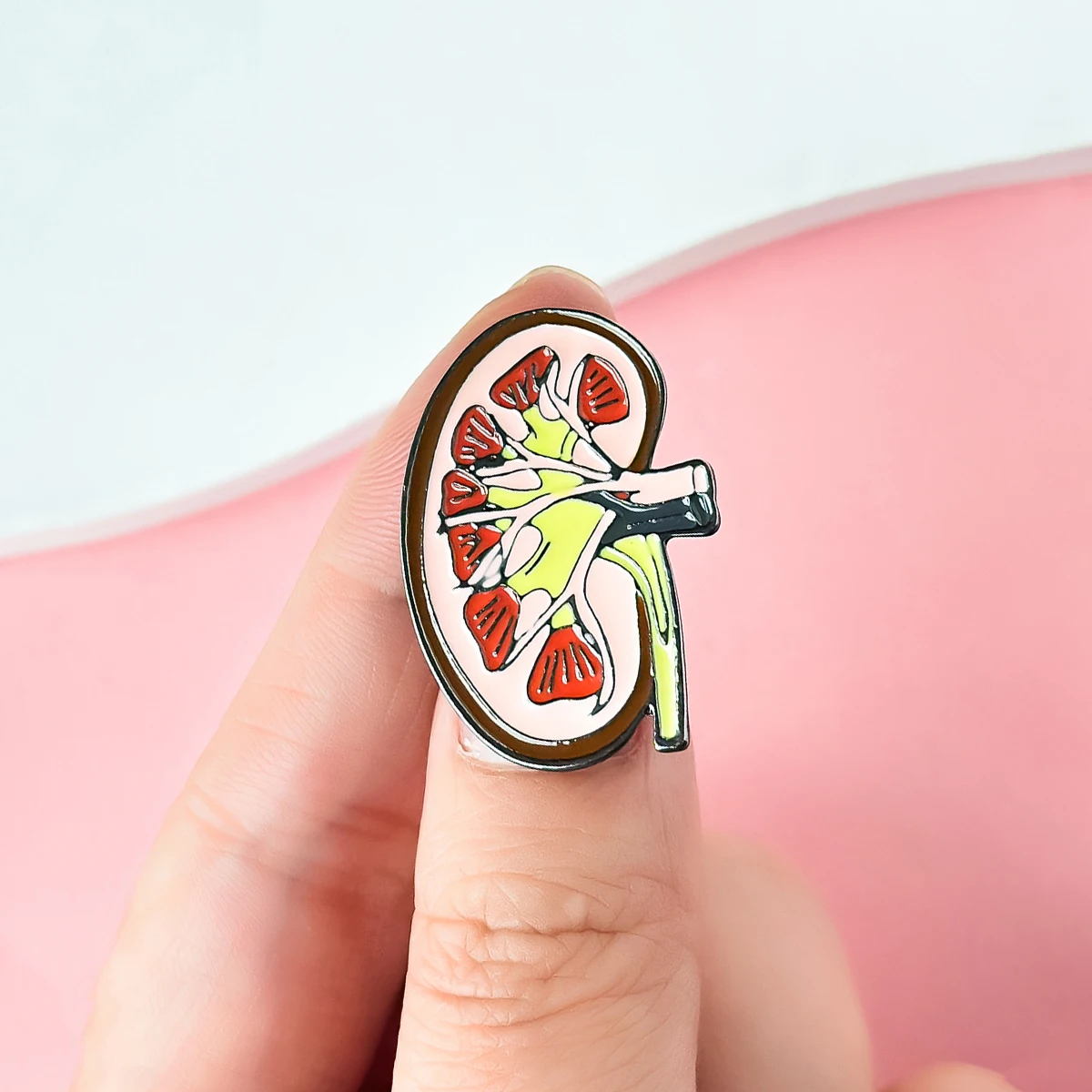 

Catuni Kidney Organ Anatomy Pin Brooch Cartoon Enamel Medicine Lanyard Lapel Badge Biology Jewelry Gift for Doctor Nurse Student