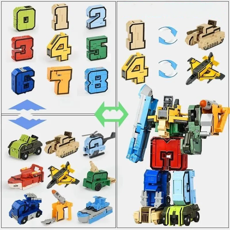 DIY 빌딩 블록 교육용 장난감, 디지털 변신 로봇, 어린이 장난감, 자동차 숫자 글자 알파벳 조립 로봇 장난감