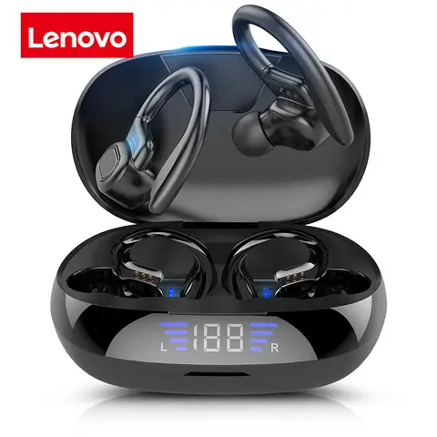 Lenovo Sports Wireless Earphones BT Over-Ear Earbuds with Ear Hooks Sports Earphones for Running, In-Ear Design vv2