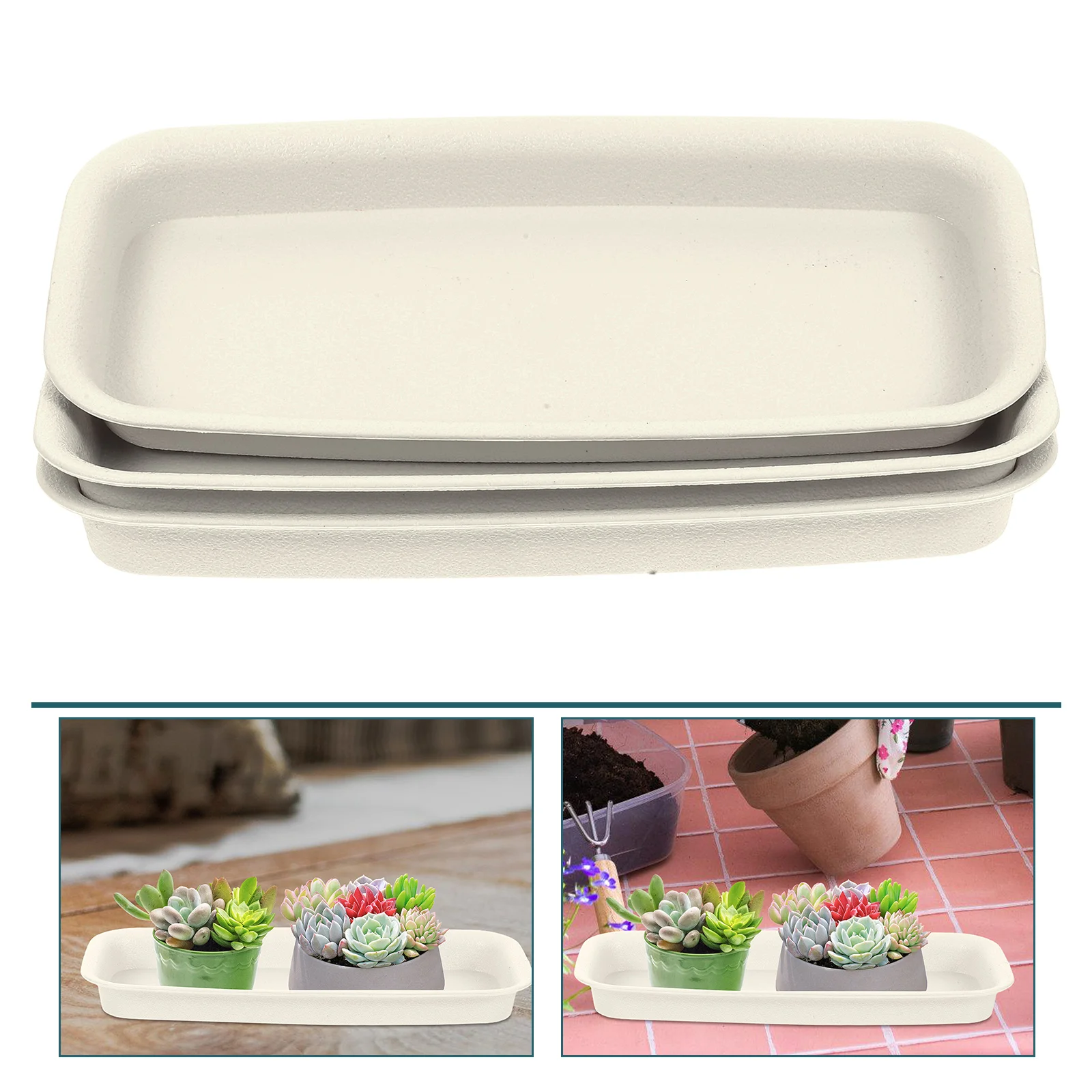 

3pcs Plastic Flowerpot Bases Leakproof Water Anti-Slip Durable Gardening Supplies Rectangular Plant Pot Trays Balcony Flowerpot