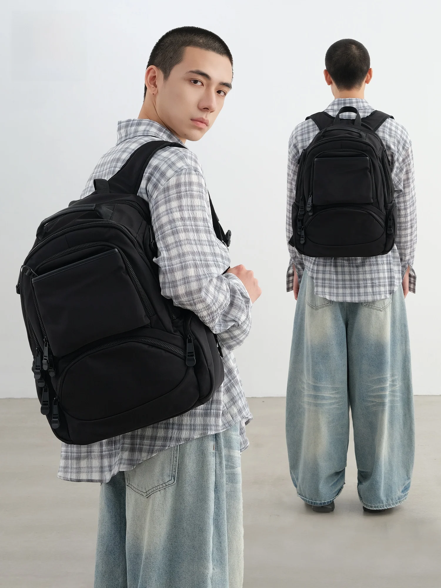 Mochila para Portátil de Gran Capacidad con Múltiples Bolsillos, Bolso de Hombro Doble Simple con Muchas Compartimentos para ...