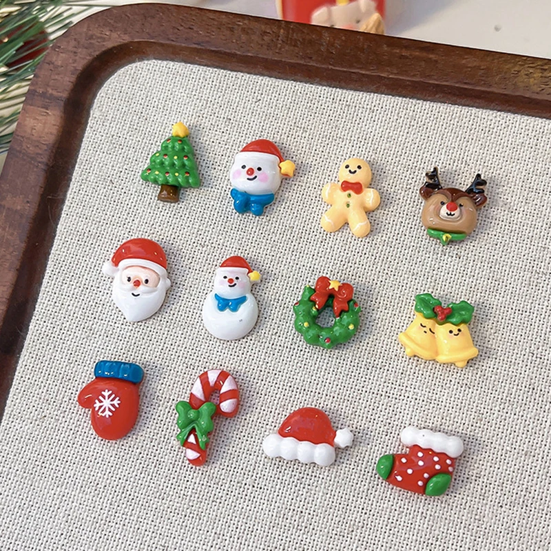 

3D Cartoon Resin Christmas Nail Art Charms Cute Snowman Santa Claus Gift Box Festival Nail Art Decoration DIY Manicure Salon