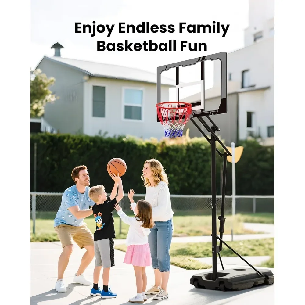 Sistema de aro de baloncesto juvenil portátil: objetivos de baloncesto al aire libre ajustables para niños, adolescentes y jóvenes en el patio trasero