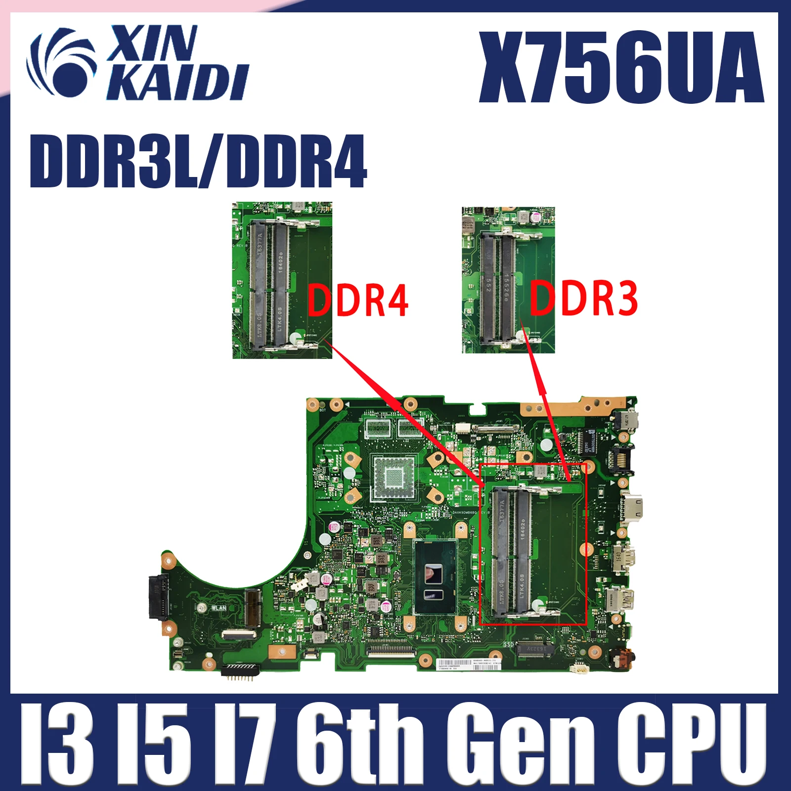 X756UA Notebook Mainboard For Asus X756UV X756UAK X756U X756UJ X756UXM X756UQK X756UW Motherboard I3 6th CPU DDR3L