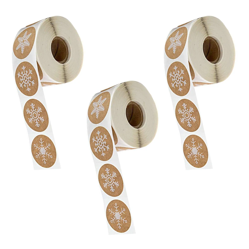 

3 Rolls Christmas Decoration Label Creative Stickers Snowflake Seal Snowflakes Mini