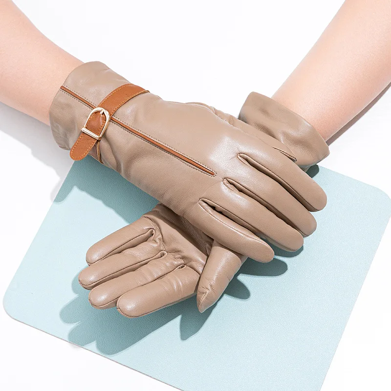قفازات جلدية ملونة على الموضة للخريف والشتاء، قفازات ناعمة ومريحة مقاومة للبرد والرياح مناسبة للأنشطة الخارجية