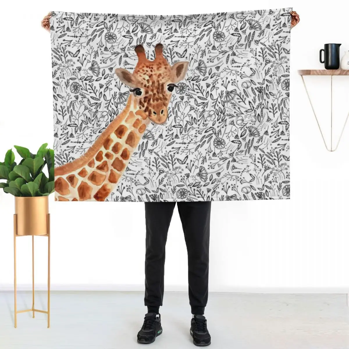 

Watercolor Giraffe Throw Blanket Compact Warm Blanket for Car Road Trip