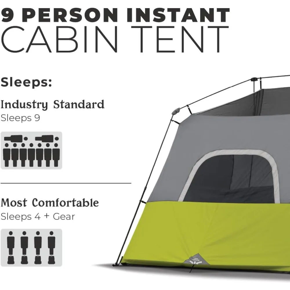 خيمة كابينة فورية باللون الأخضر مقاس 14 × 9 بوصة تتسع لـ 9 أشخاص #2