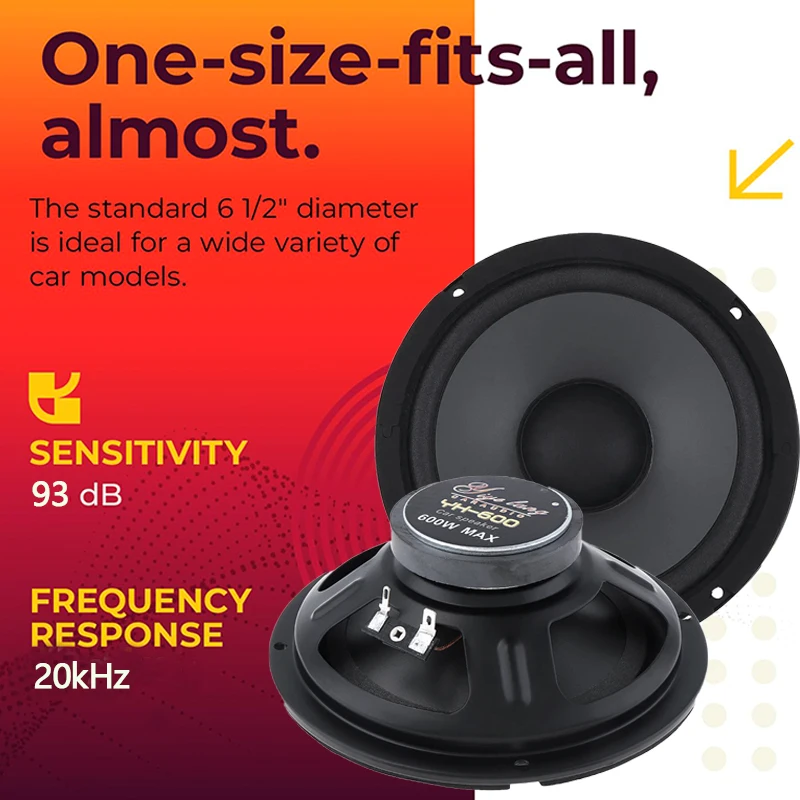 6 Inch Car Speakers 600W Car Round Coaxial Speaker Car Audio Speaker Universal Automotive Audio Full Range Frequency Speaker