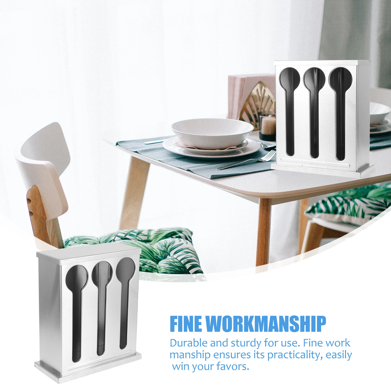 

Stainless Steel Spoon Box Utensil Organizer Compact Store Tableware Kitchen Save Space Clean dinnerware holder organizer