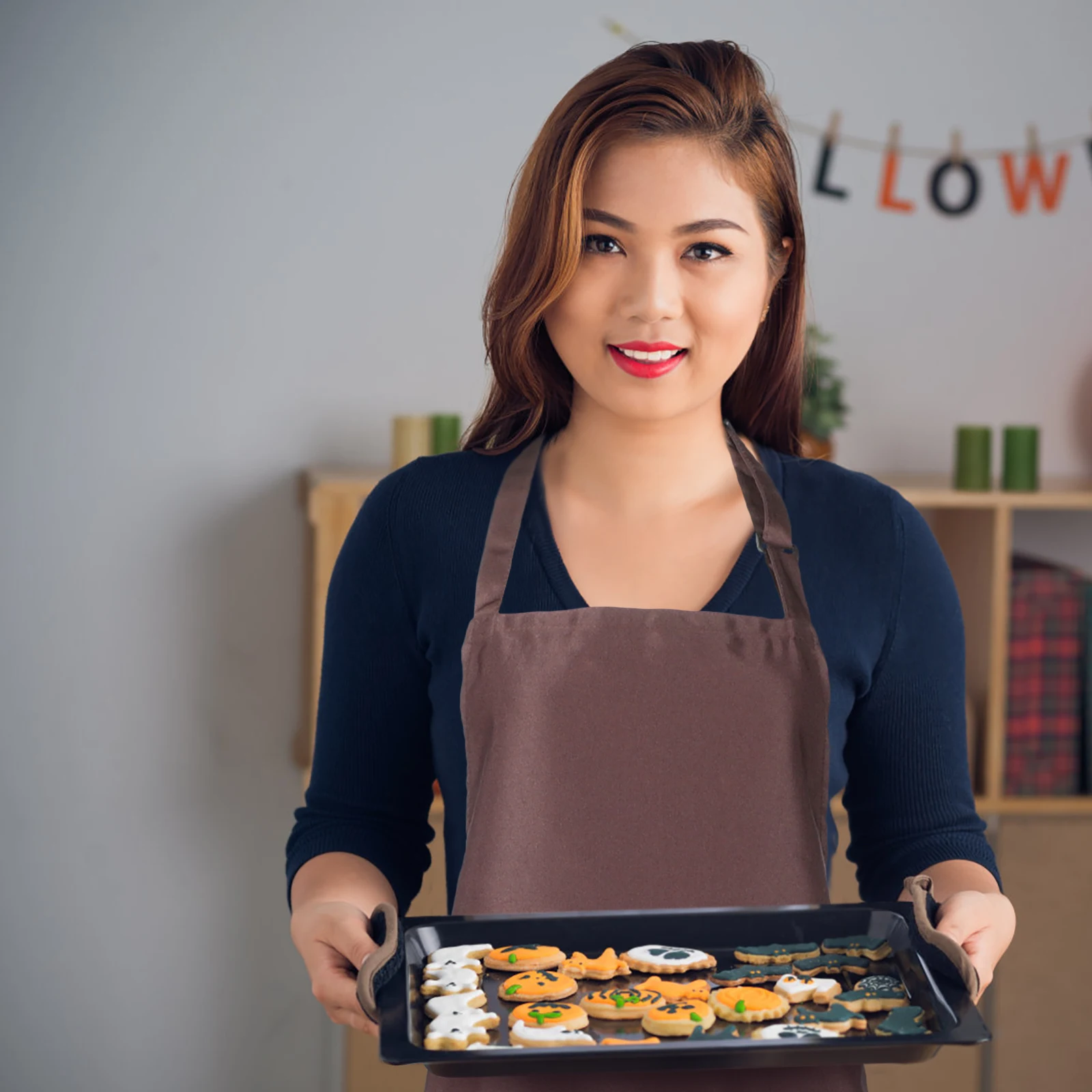 

Waterproof Apron Heavy Duty Cotton Kitchen Accessories Cooking Baking Cafe Supply Unisex Adjustable Long Grease Proofing Oil