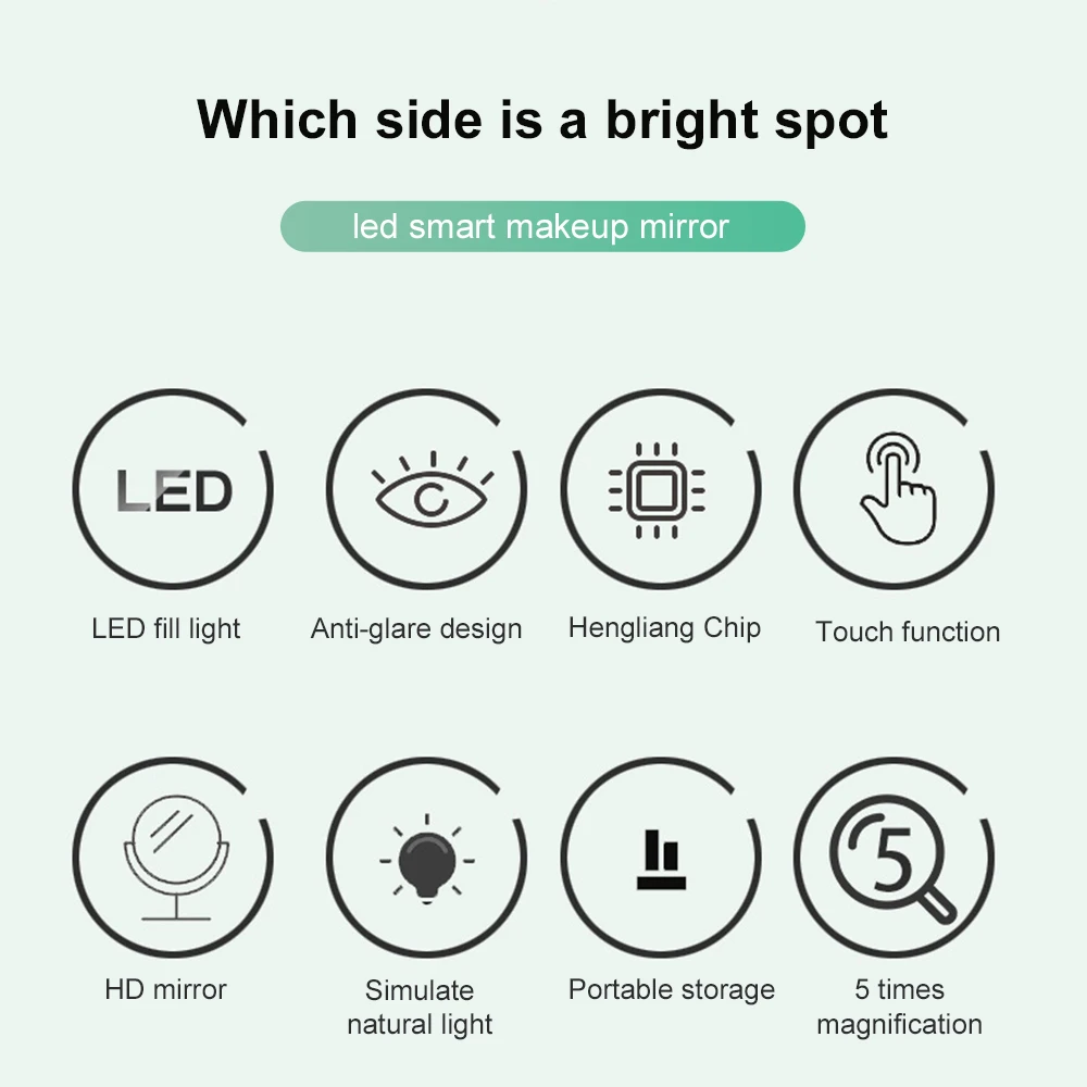 360 Grad LED Kosmetik spiegel 5-fache Vergrößerung doppelseitiger Spiegel 3-Gang-Lichter Kosmetik spiegel einstellbare Ausbesserung kosmetik – Detail 3