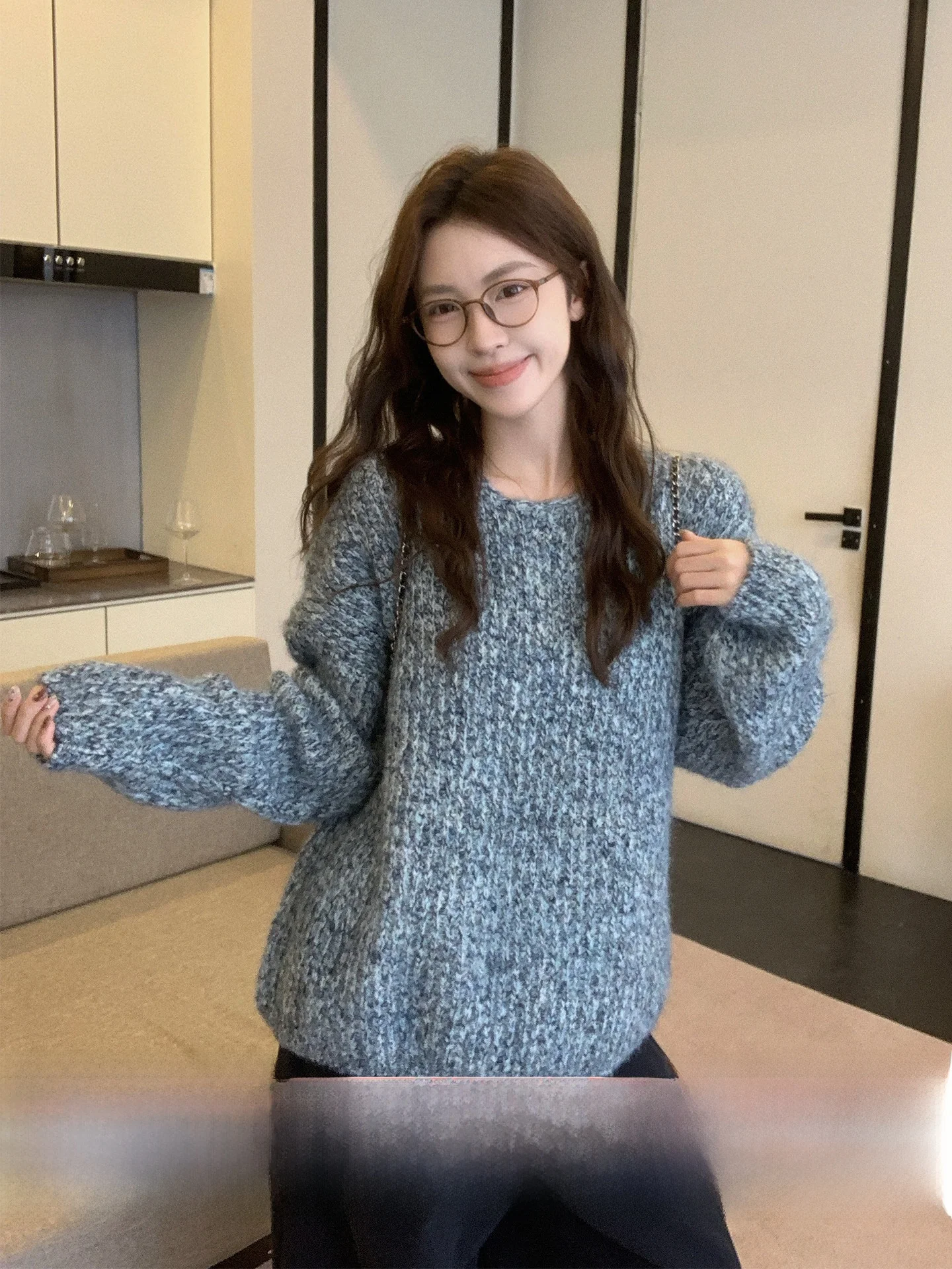 

Morning Bloom Women's Thiened Long Sve Knitted Sweater Loose Casual Sle Korean Faion Soft Warm Innerwear Outerwear