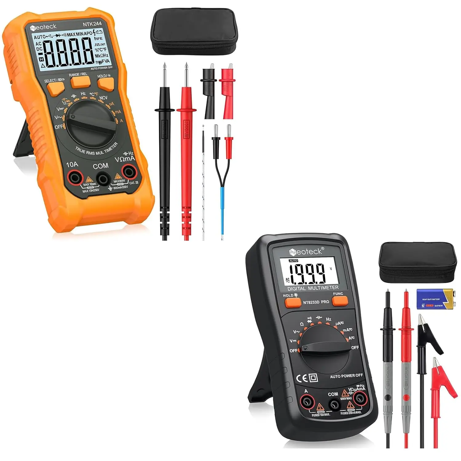 

Профессиональный комплект мультиметров: 6000 и 2000 отсчетов для проверки автомобильных цепей, NCV, непрерывности, диода, сопротивления