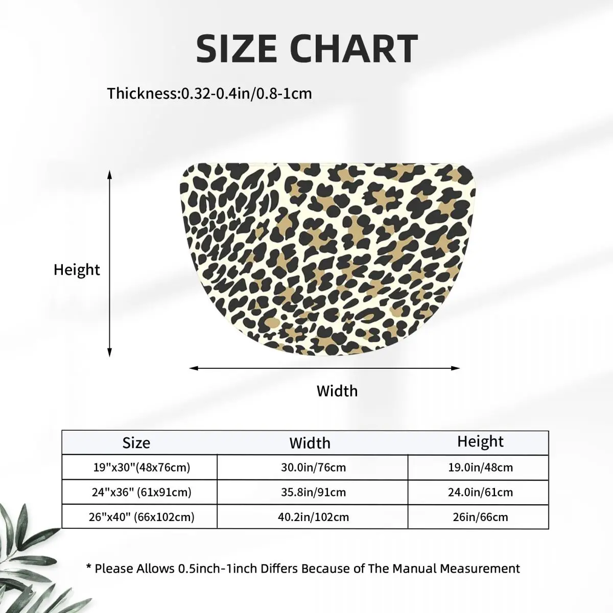 Golden Amber Leopard A Golden Cheetah Print Flannel Half Round Doormat Non Slip Bathroom Mat Absorbent Floor Carpet for Garage