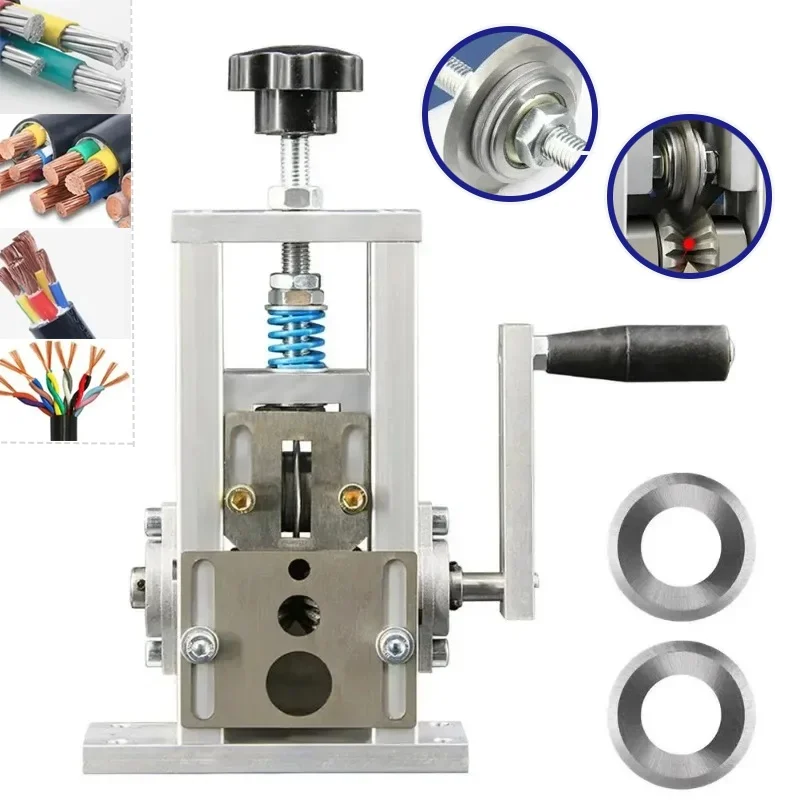 Wire Stripping Machine 0.05-1.5 Inches Wire Stripping Crank Upgraded Version with Spring-Loaded Pressure Blade Manual/Automatic