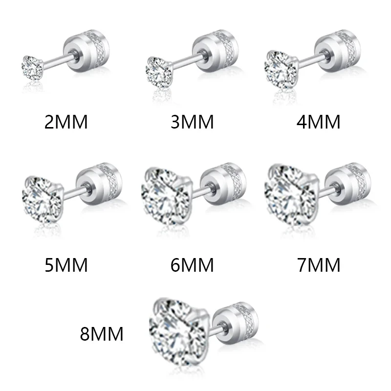 1 piece Medical Stainless Steel Crystal Zircon Ear Studs Earrings Tragus Cartilage Hypoallergenic Screws Piercing Jewelry