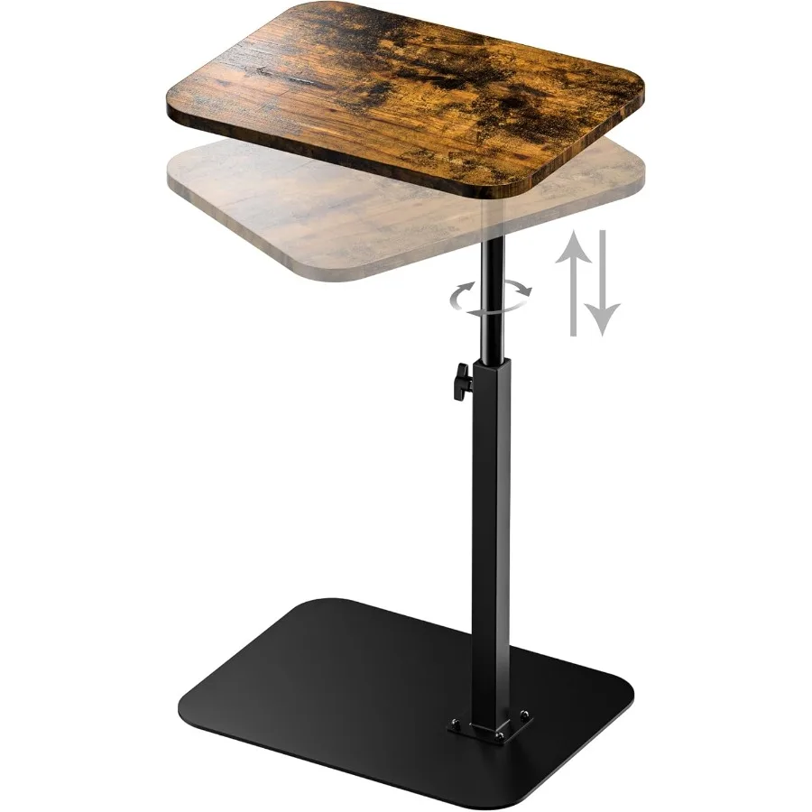 

Side Table Sofa Tray for Couch Heavy Metal Base Swivel Adjustable Height Sofa Bed Bathroom Study TV Tray C Shaped End Table Foo