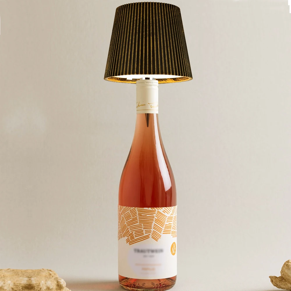 1pc,Wireless Wine Bottle Lamp Head, Portable Touch LED Bottle Lamp with 3 Modes Dimmable Light, USB Rechargeable Battery Bedside