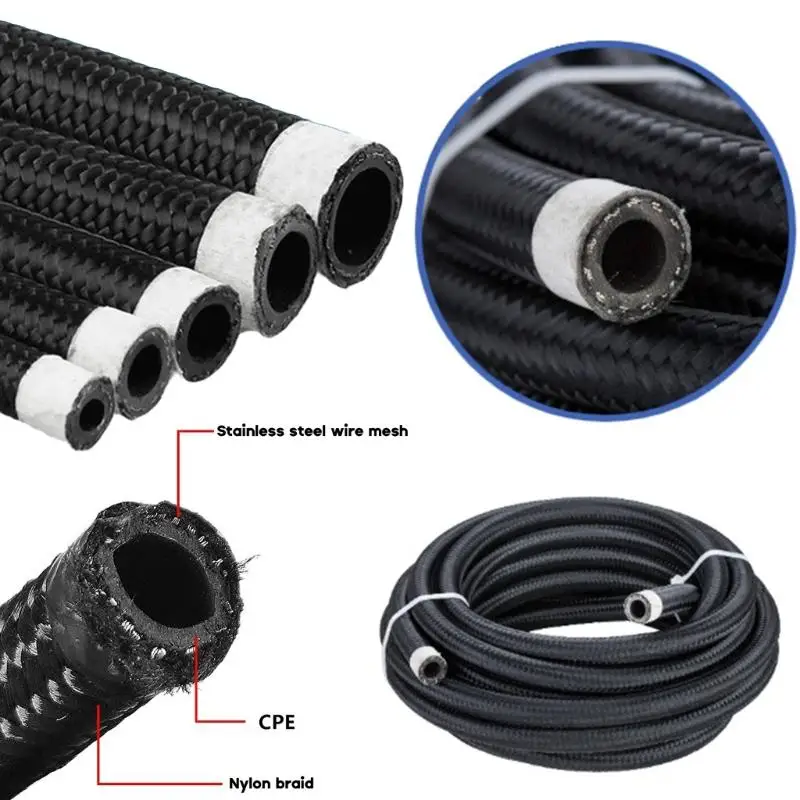 AN4 AN6 AN8 AN10 AN12 Car  Hose Oil Gas Cooler Hose Line Pipe Tube Nylon Stainless Steel Braided Pipe