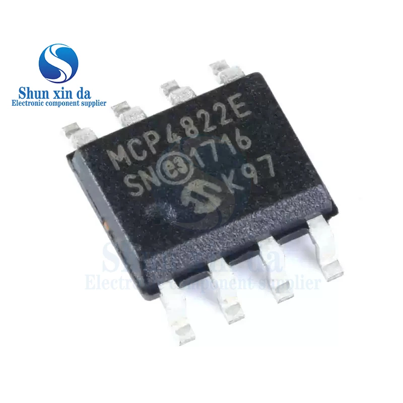 MCP4822E SOP-8 MCP4822 MCP4822-E/SN MCP4822T-E/SN 12Bit Dual Voltage Output Digital-to-Analog Converter SPI Interface SMD IC