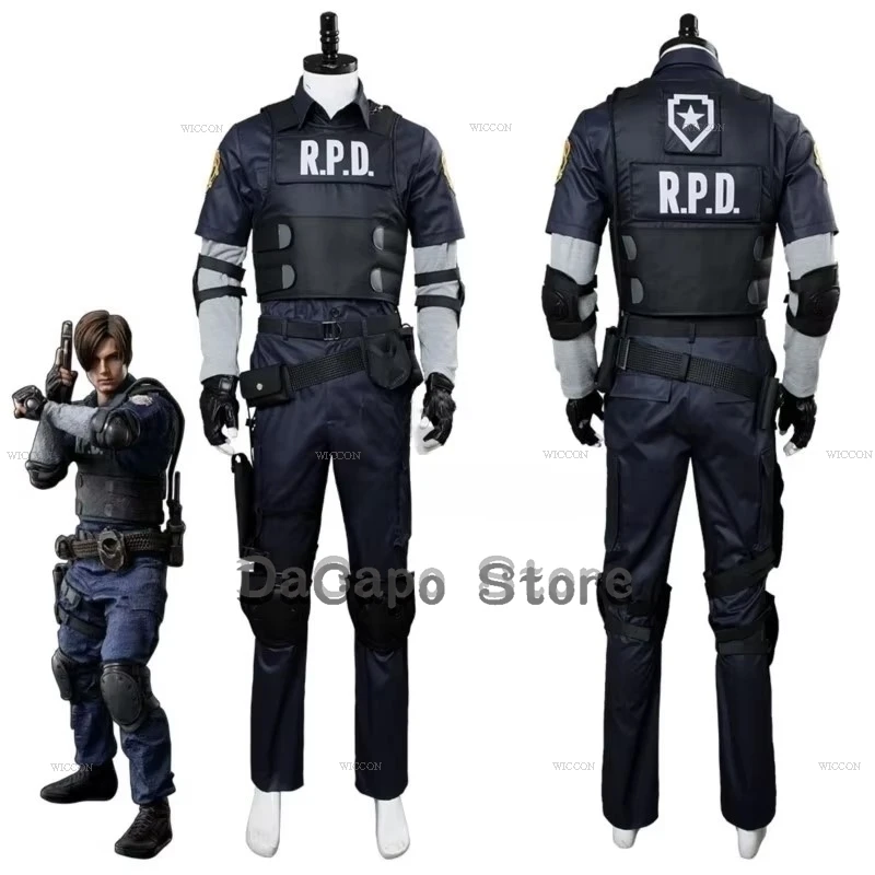 Halloween-Kostüm Biohazard Resident 4 Remake Leon S Kennedy Evil Cosplay Jacke Mantel Tops Hose Erwachsene