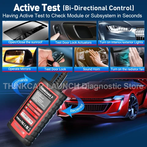 Сканер THINKCAR Thinkdiag 2 Ediag Plus OBD2 с поддержкой протоколов CAN FD для автомобилей GM, бесплатное программное обеспечение, 16 функций сброса, кодирование ECU, двунаправленное управление.