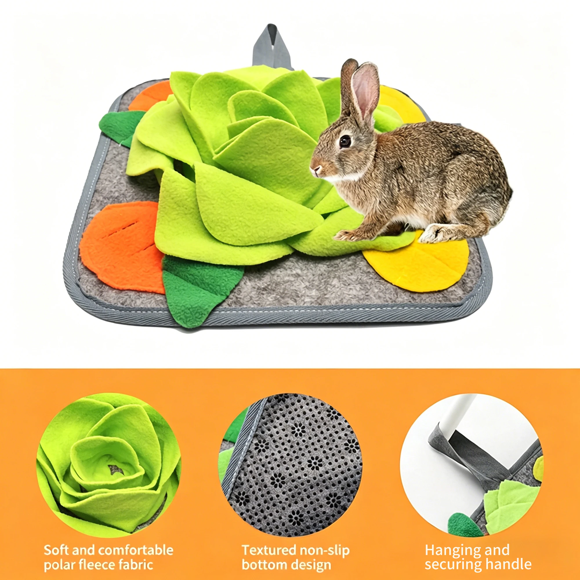 Alfombrilla olfativa para conejos y animales pequeños – Juguete interactivo para estimular el olfato, alfombrilla de ali