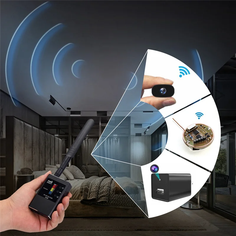 Anti Hidden Camera Detector RF Signal Wireless Camera Lens Bug GPS Tracker Magnetic GSM Device Scan Finder