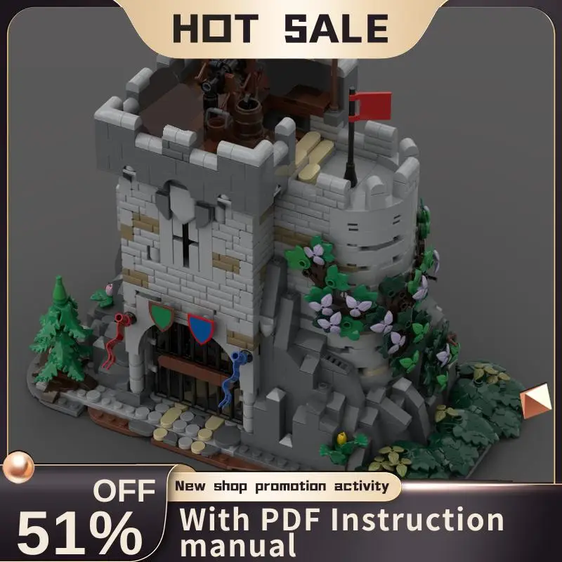 

New 1227Pcs Moc European Medieval Street View Watch-Tower Castle Model Building Diy Creative Ideas Brick Toy Birthday Gift Block