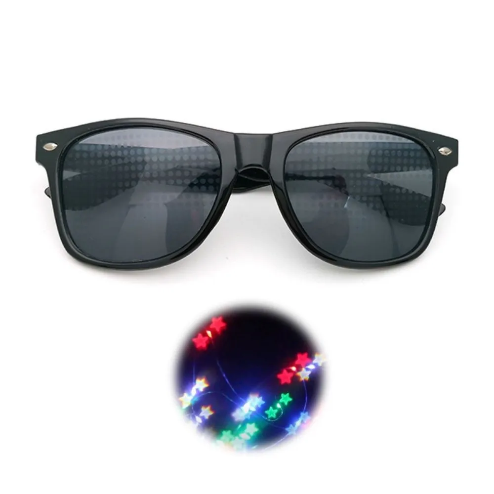 Unique Diffraction Glasses Heart Star Snowflake Funny Special Effect Glasses Firework Diffraction Light Refraction Prism Glasses