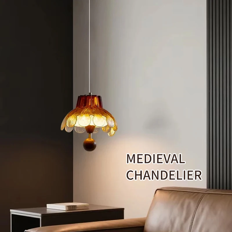 北欧レトロガラスシングルヘッド天井シャンデリア、インテリア装飾、リビングルームソファベッドサイドled照明器具