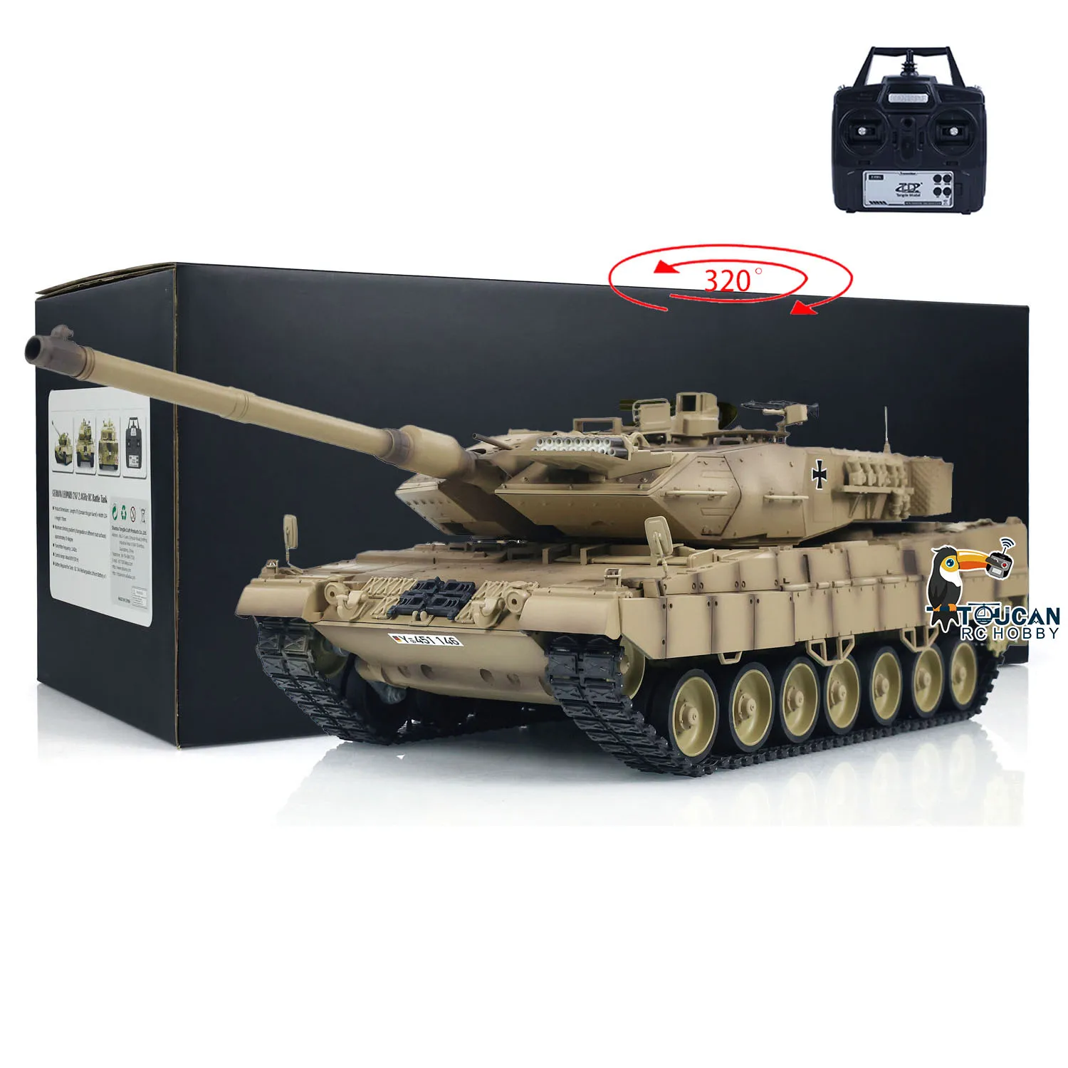 

In Stock German Leopard2A7 1/16 Scale RC Infrared Battle Tank Tongde Electric Military Tanks Model Light Sound Smoking Toy