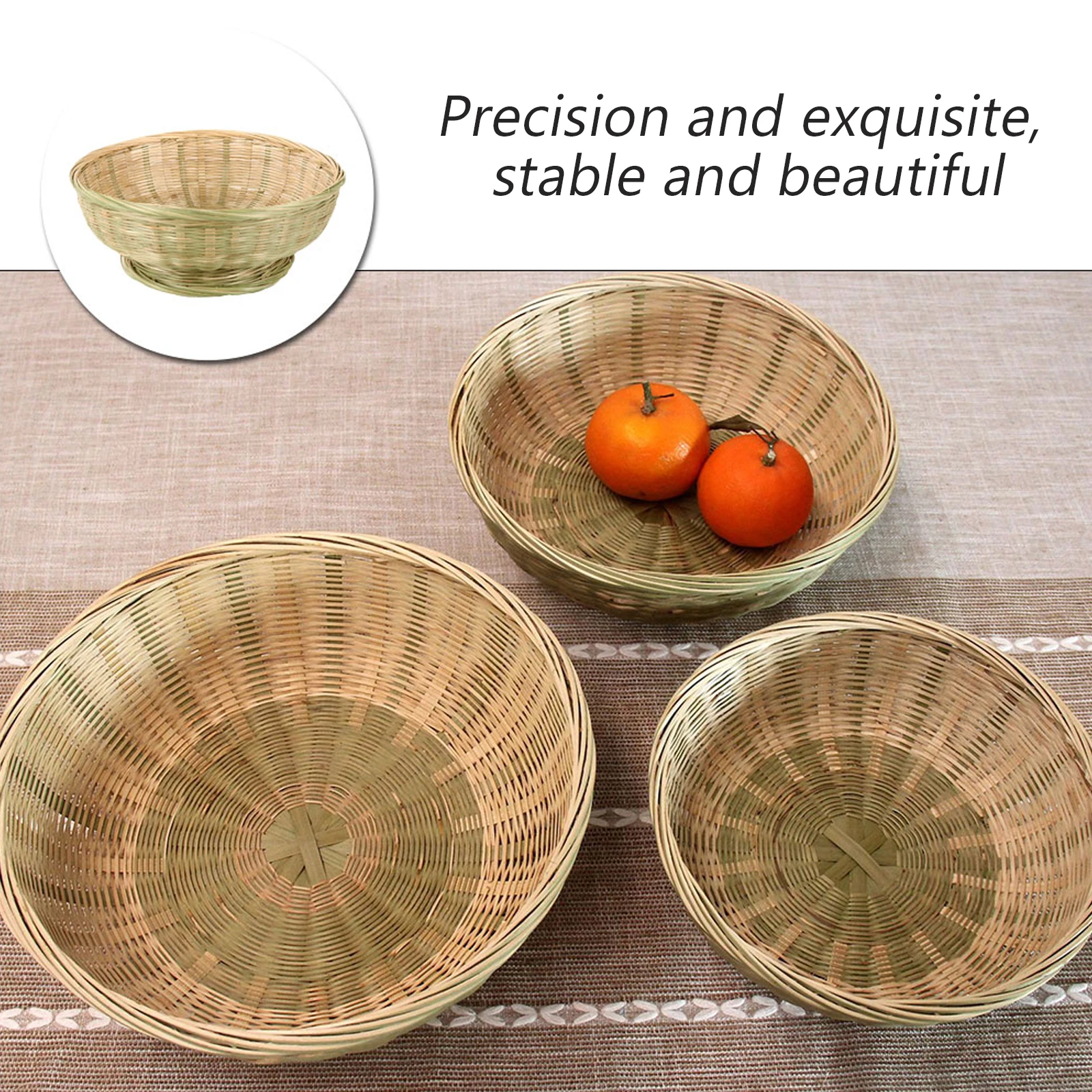 

Bamboo Woven Basket Kitchen Drain Vegetable Holder Storage Basket H made Easy Clean Practical High Cost Performance