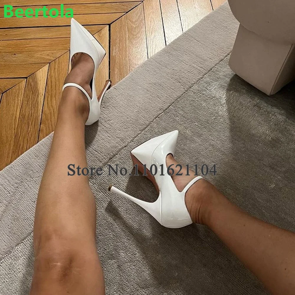 Pointed Toe Thin High Heel Luxury Pumps For Female Women 2023 New Arrivals Ankle Buckle Strap Solid Elegant Fashion Dress Shoes