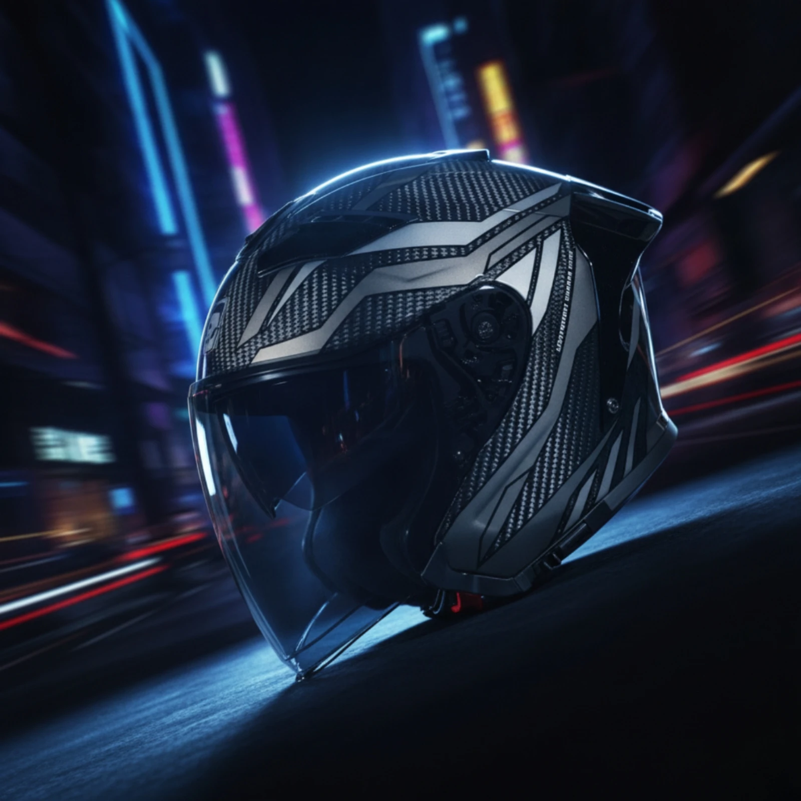 Carbon Fiber Lightweight Motorcycle Helmet - Casco con Doppia Visiera Aerodinamica in
